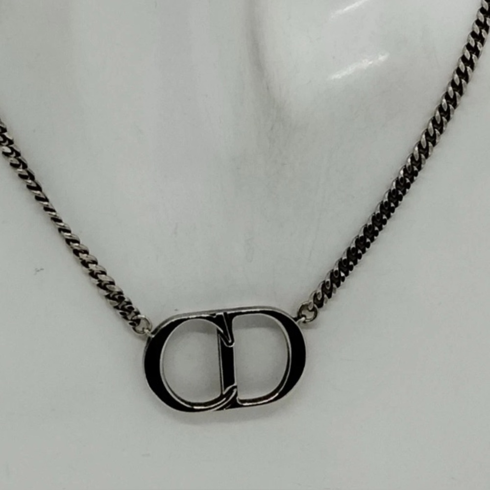 Christian Dior Necklace Silver Authentic Classic CD - Picture 4 of 14